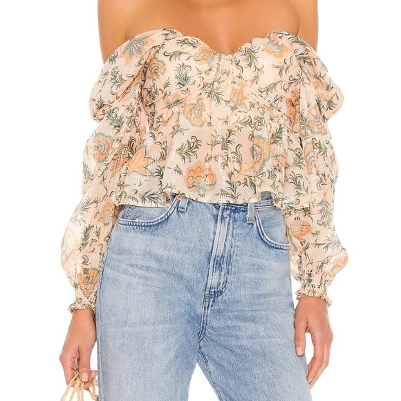 NWT House of Harlow 1960 x REVOLVE Burna Blouse in Paisley Floral Multi - Picture 2 of 5